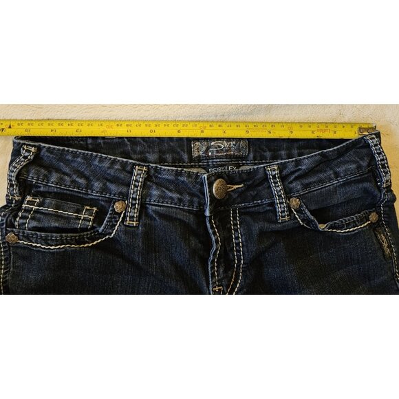 Silver Jeans Co Berkley Womens 31x34 Blue Thick White Stitching Lowrise - Picture 11 of 14